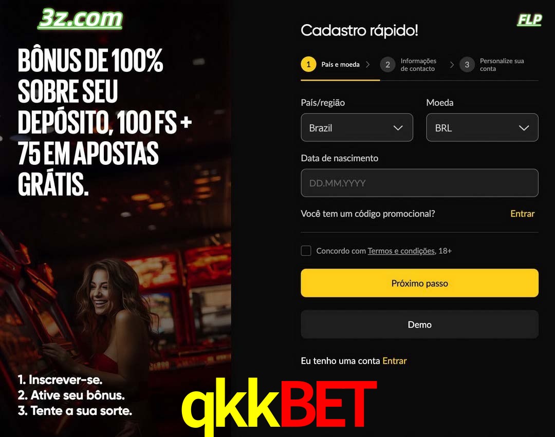 qkkbet registro oficial cassino online Brasil com bônus de depósito e free spins